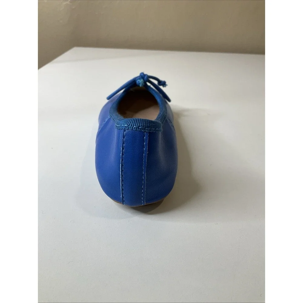 Girls Blue Leather Ballet Slip On Flat Shoes Bow Casual Party Toddler Kids US 10